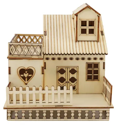 Produktbild von DIY-Miniaturhaus-Bastelmodell: Niedliches Puppenhaus mit Beleuchtung – Dekoration für Zuhause und Schreibtisch