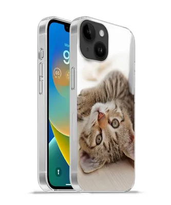 Produktbild von MuchoWow® Handyhülle Schutzhülle Hülle für Apple iPhone 14 - Softcase Kätzchen - Sonne - Braun - Mädchen - Kinder - Jungen - Kind Silikon Softcase Handy Hülle - Mobiltelefonhülle