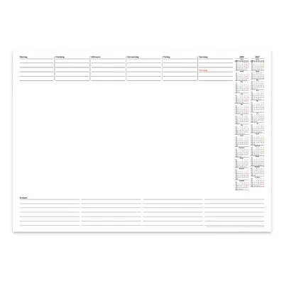 Produktbild von PuK Papier Schreibtischunterlage mit 2 Jahres-Kalender 2026/2027 DIN A2 25 Blatt zum Abreißen mit Wochenplan und Notizen