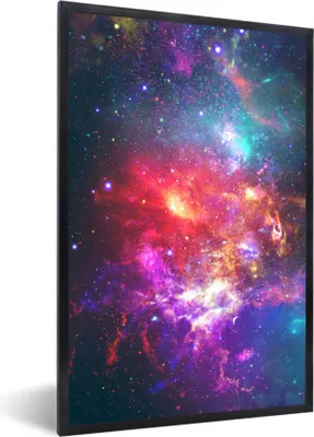 Produktbild von MuchoWow® Gerahmtes Poster Sterne - Weltraum - Farben 40x60 cm - Poster mit Schwarzem Bilderrahmen Wandposter Rahmen Foto Bilder - Papierdruck - Wandbilder