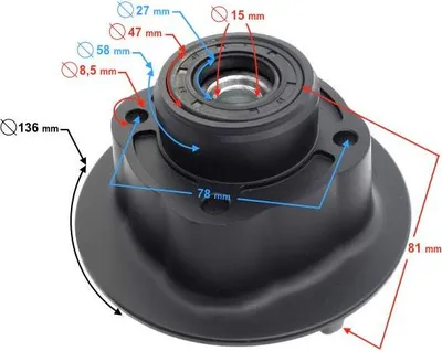 Produktbild von Hinterradnabe für Barton FR 2 Moped, 15mm Innendurchmesser, 136mm Außendurchmesser, 81mm Höhe, mit Lager und Dichtung