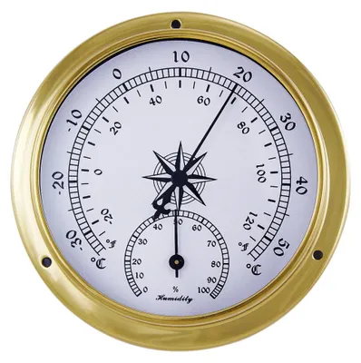 Thermo-Hygrometer Messing 11,5x9x3,4 cm Retro nautisch