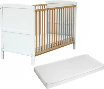 Immagine prodotto di AT4 - Lettino con sponde regolabile con materasso LUNA legno - Bianco/Faggio natural