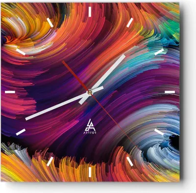 Produktbild von Wanduhr - Quadrat - Glasuhr - Abstraktion modern - 30x30cm - Schleichendes Uhrwerk - Lautlos - zum Aufhängen bereit - Dekoration Modern - Wanddekoration aus Glas - C3AC30x30-3796
