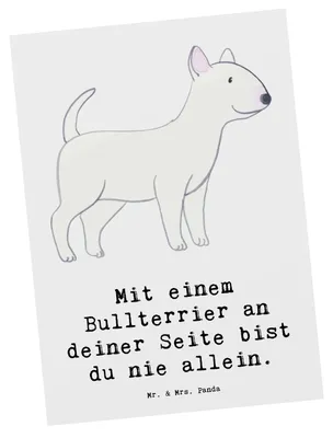 Produktbild von Mr. & Mrs. Panda Ansichtskarte Bullterrier Begleiter - Weiß - Geschenk, freundliche Hunde, Hunderassen Eigenschaften, Familienhunde, Freund fürs Leben, treue, Grußkarte
