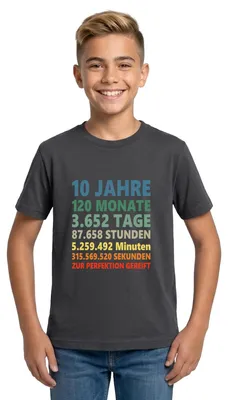 Produktbild von Spreadshirt 10. Geburtstag Lustiges Geschenk Teenager T-Shirt, 152/164 (12-14 Jahre), Dunkelgrau