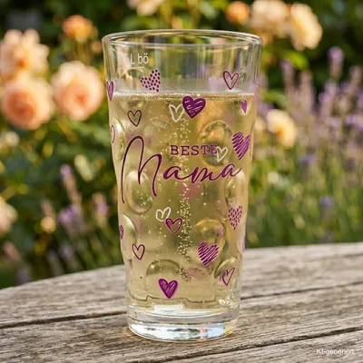Produktbild von Dubbeglas „Beste Mama“ mit 0,5 Liter – Geschenk zum Muttertag, Geburtstag oder zu Weihnachten, Pfälzer Schorleglas