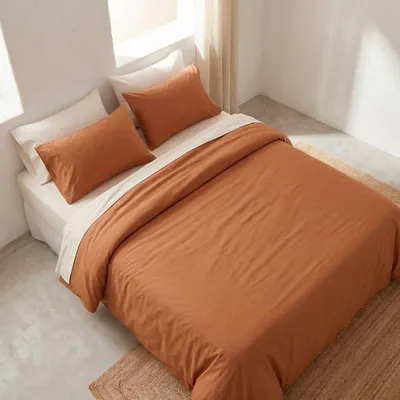 Zdjęcie produktu dla Komplet pościeli GAMUSI, 100% bawełna, 240x220 cm – kolor: niebieski (motyw: płytki) – 144 TC, miękka i przewiewna pościel – zapinana na guziki – zawiera 2 poszewki na poduszki – trwała i