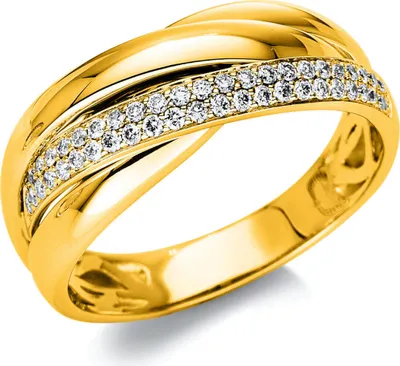 Produktbild von Pavé Ring aus 750 Gold Gelbgold 45 Brillanten 0,23ct TW-SI B:7,4mm Innenumfang 54mm  Ø17.2mm