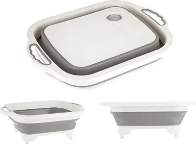 Produktbild von 3-in-1 SCHNEIDEBRETT mit Sieb faltbar Spülschüssel Abtropffläche Faltschüssel Waschbecken Camping 57