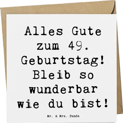 Produktbild von Mr. & Mrs. Panda Grußkarte Spruch 49. Geburtstag Freude - Weiß - Geschenk, liebevolle Geschenke, anlasskarte, Geburtstagsgeschenk, Glückwunschkarte, Lebensjahre, Party