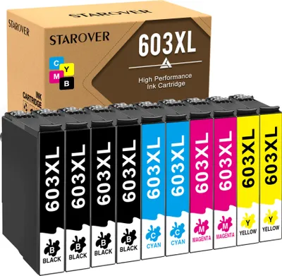 Produktbild von 10x STAROVER 603XL Farbe Patronen Ersatz für Epson 603 XL Kompatibel mit Epson Expression Home XP3100 XP2100 XP3105 XP4100 XP2105 XP4105 WF-2830DWF