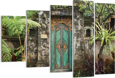 Produktbild von Bild auf Leinwand - Leinwandbild - 5 Teile - Tor Tür Grün - 150x100cm - Wand Bild - Wanddeko - Wandbilder - Leinwanddruck - Bilder - Wanddekoration - Leinwand bilder - Wandbild - EG150x100-5078
