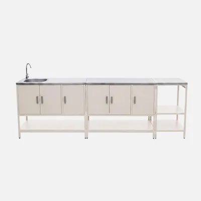 Produktbild von sweeek - Outdoor-Küche 3 Elemente Edelstahl - Beige