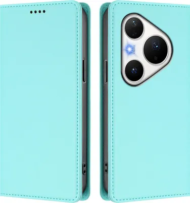 Image de Housse de téléphone portable pour Huawei Pura 80 Pro/Pura 80 Pro+, étui à rabat en cuirPolyuréthaneantichoc Housse magnétique avec support Turquoise