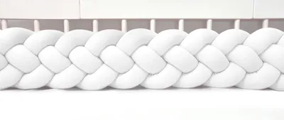 Produktbild von Bettschlange 4-strängig geflochten Velours 400 cm – Weiß | Bettumrandung Babybett Nestchen | Letino