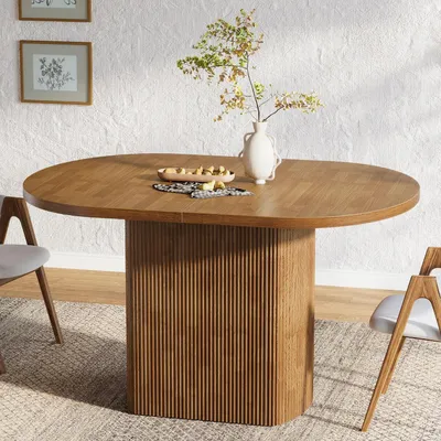 Produktbild von Esstisch Oval Rustikal Holzbasis Braun 120 x 70 x 75,5 cm