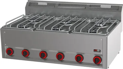 Obrázok produktu pre Plynový sporák KBS so 6 horákmi, stolový, 990 x 600 x 290 mm, 3 x 3,0 a 3 x 3,6 kW