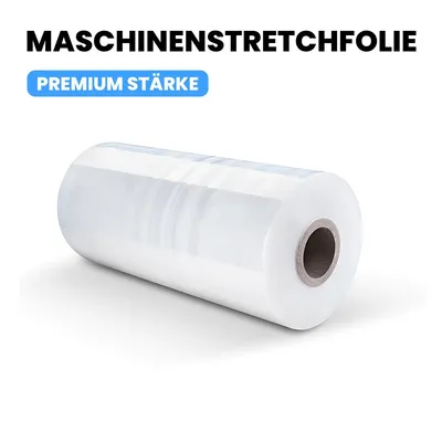 Produktbild von Maschinen-Stretchfolie  transparent 500 mm x 1800 m,, 23 my, PE-Castfolie, 76 mm Kern, bis 150 % Dehnung