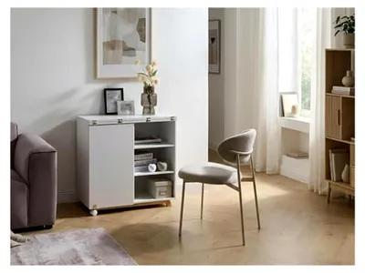Produktbild von Multifunktionaler Sekretär in Weiß 80 x 40/80 mit Stauraum und Klapptisch