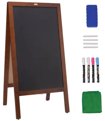 Imagen del producto de Soporte publicitario VEVOR para restringir el acceso, con marco de madera, de 508 x 1016 mm. Panel publicitario de 432 x 750 mm, tipo pizarra marrón, incluye 8 rotuladores de tiza para escribir, ideal para restaurantes, bares, etc.