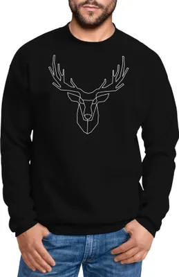 Produktbild von Herren Sweatshirt Pullover Hirsch Polygon Geweih Geometrisch Formen Neverless® schwarz 3XL