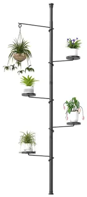 Immagine prodotto di Elzusha - Supporto per piante regolabile con 5 livelli, colore nero