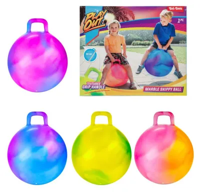 Obrázok produktu pre Skákací loptička s rúčkou, priemer 45 cm, 4 farby, balenie: krabica 20x17x6,5 cm