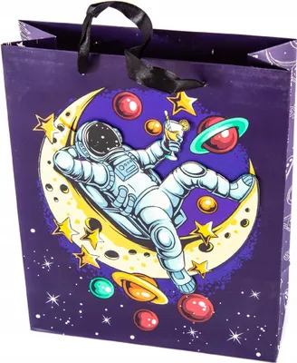 Produktbild von Weltraum Geschenktasche Groß 26x32cm - Robuste Papiertüte für Kinder Geschenke