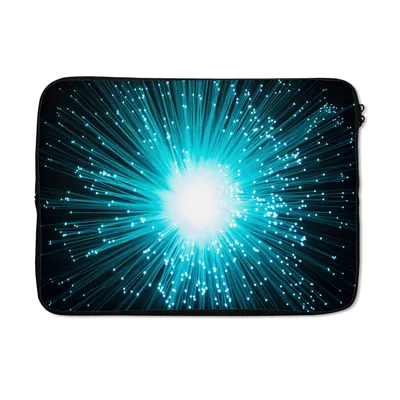 Produktbild von MuchoWow® Laptop Hülle 13 Zoll Blaues Glühen um Glasfaser Laptoptasche - Laptophülle - Sleeve - Rundumschutz