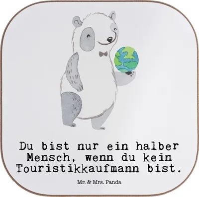 Produktbild von Mr. & Mrs. Panda Tassen Untersetzer Touristikkaufmann Herz - Weiß - Geschenk, Tassenuntersetzer, Coaster, Tischuntersetzer, Glas, für Gläser, gläseruntersetzer