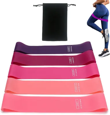 Productafbeelding van Set van 5 Weerstandsbanden, 5 Verschillende Weerstandsniveaus, Elastische Sportbanden, voor Thuiswerkouts