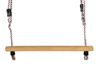 Produktbild von Gartenpirat Turngerät Holz ohne Turnringe für Kinder, Schaukel, Trapez & Reckstange, Schwarz, Stange L 580mm Ø 35mm, Seil L 1,85m Ø 10mm, Wetterfest (Indoor/Outdoor), Polyhemp-Seile, Seillänge verstellbar, inkl. verzinktem Stahlring, Achterhaken & Metallringen zur Aufhängung