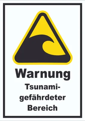 Produktbild von Schild Warnung Tsunami-gefährdeter Bereich A2 Rückseite selbstklebend