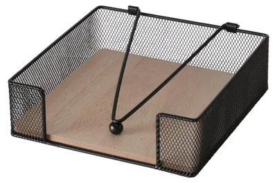 Produktbild von Serviettenhalter Metallgitter mit Holzboden – 19x19x6 cm