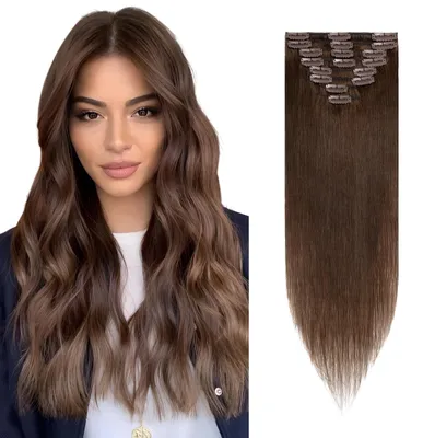 Produktbild von Solidchoice - 8 Clip-In-Haarverlängerungen, 35 cm, mittelbraun