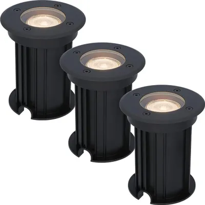 Image de HOFTRONIC - Spot LED au sol 3x4W GU10 345lm 2700K Dimmable IP67 Noir