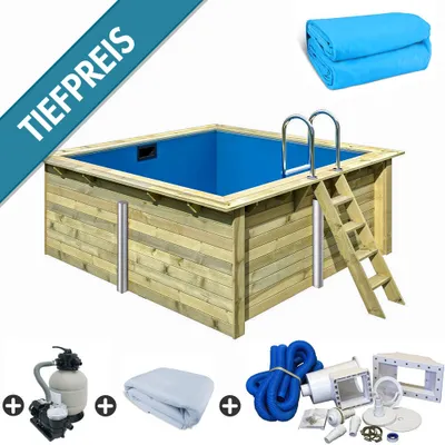 Produktbild von Holzpool SET Rechteck Folie blau 3,50 x 3,20 x 1,24 m