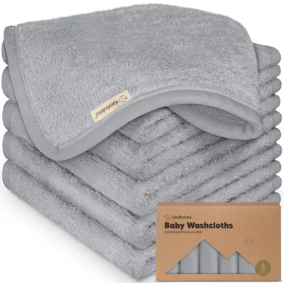 Image de Lot de 6 lingettes pour bébé, pour bébés et enfants, douces et absorbantes (gris clair)