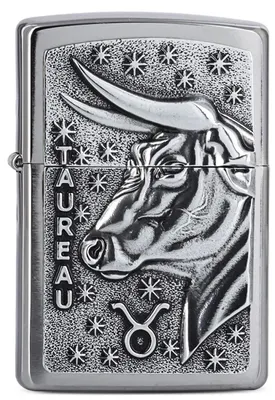 Produktbild von Zippo Sturmfeuerzeug - Zodiac - Taureaux, Brushed Chrome, Emblem - Nachfüllbar -