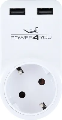 Produktbild von Steckdosenadapter mit 2 USB-A Slots 360° drehbar