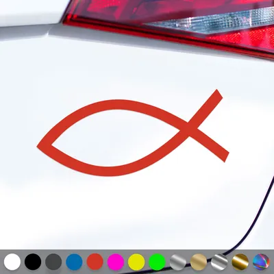 Produktbild von PantherPixel Ichthys Aufkleber Jesus Fisch Christus Kirche Sticker Auto Geschenkidee Farbe Rot