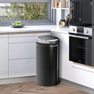 Produktbild von Sensor Mülleimer 42 L, automatischer Abfalleimer, Infrarotsensor, Kücheneimer Stahl | 30,5 x 30,5 x 68 cm | Schwarz