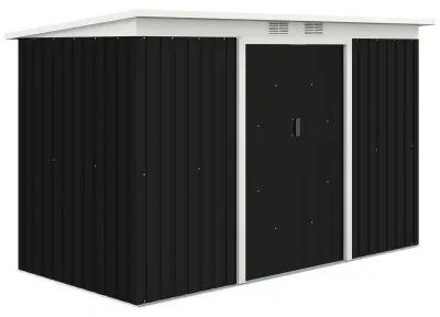 Immagine prodotto di Casina da giardino e deposito per attrezzi – Capanno in acciaio grigio scuro – Porta scorrevole e finestra di ventilazione – Interno spazioso