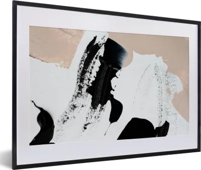 Produktbild von MuchoWow® Gerahmtes Poster Schwarz - Abstrakt - Design 60x40 cm - Poster mit Schwarzem Bilderrahmen Wandposter Rahmen Foto Bilder - Schlafzimmer - Plakat in Rahmen - Drucken