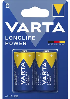 Productafbeelding van VARTA Longlife Power C batterijen, blauw/geel, 2 stuks per blister – voordeelverpakking van 6 stuks