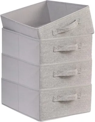 Image de Système de rangement pliable en tissu, ensemble d'organisation pour penderie, 4 pièces, gris
