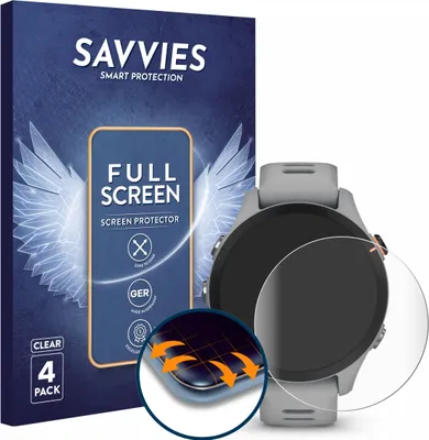 Produktbild von 4x Savvies Fullscreen Schutzfolie für Garmin Forerunner 255S Music Displayschutz Folie Fullcover Klar Transparent