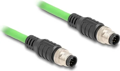 Produktbild von Delock M12 Kabel A-kodiert 8 Pin Stecker zu Stecker PUR (TPU) 1 m
