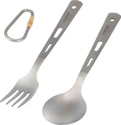 Produktbild von 2 Stš¹ck Titan Geschirr Camping Gabel L?ffel Ultraleichtes Besteck fš¹r den Au?enbereich fš¹r Picknickreisen Rucksackwandern Wanderkš¹che